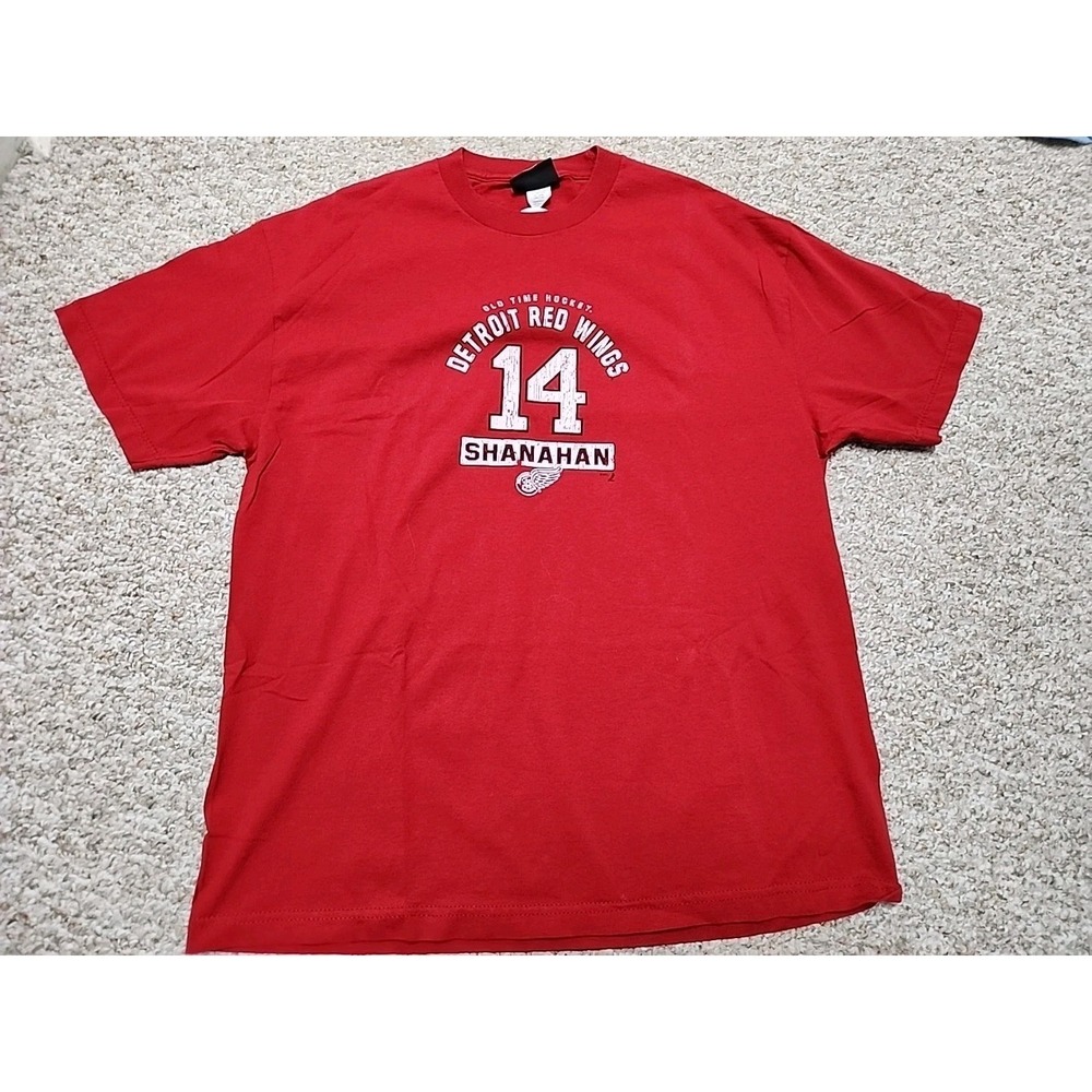 Vintage Detroit Red‎ Wings Shanahan 14 Hockey T-Shirt Old Time Sports XL NHL